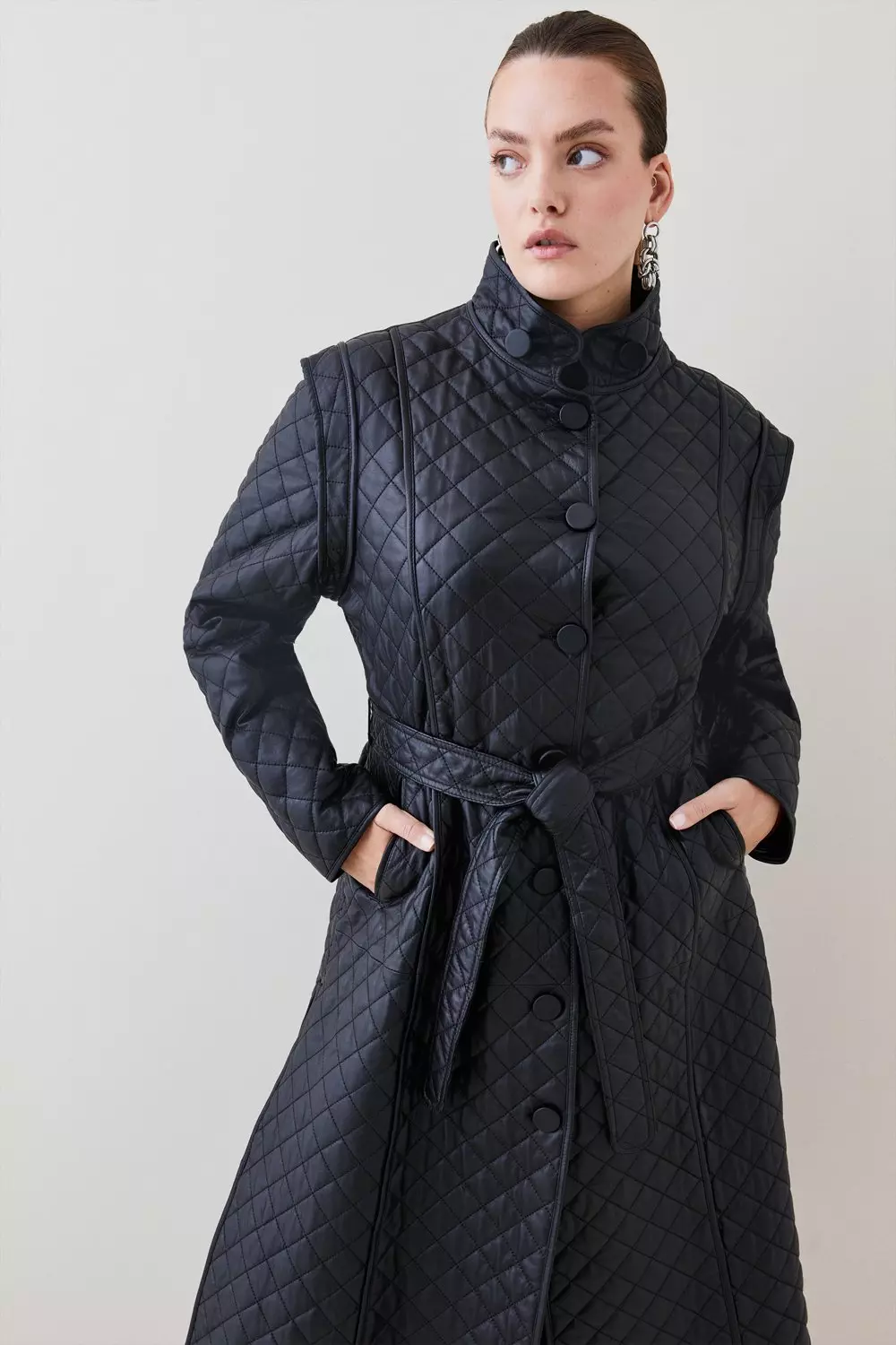 Karen millen hotsell black quilted coat