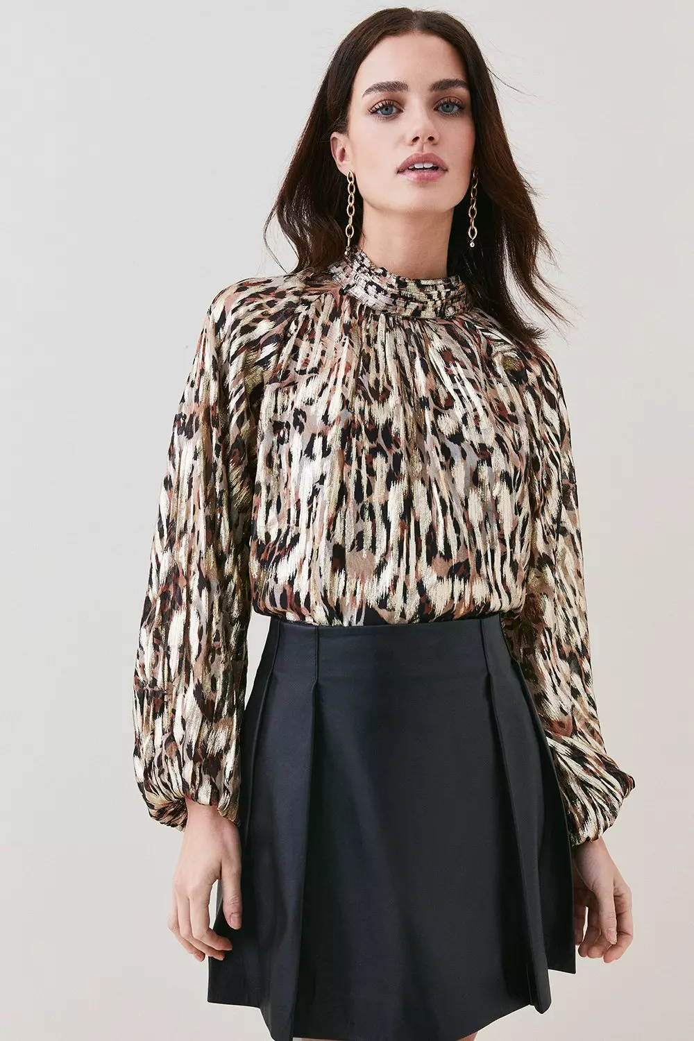 High neck hotsell leopard print top