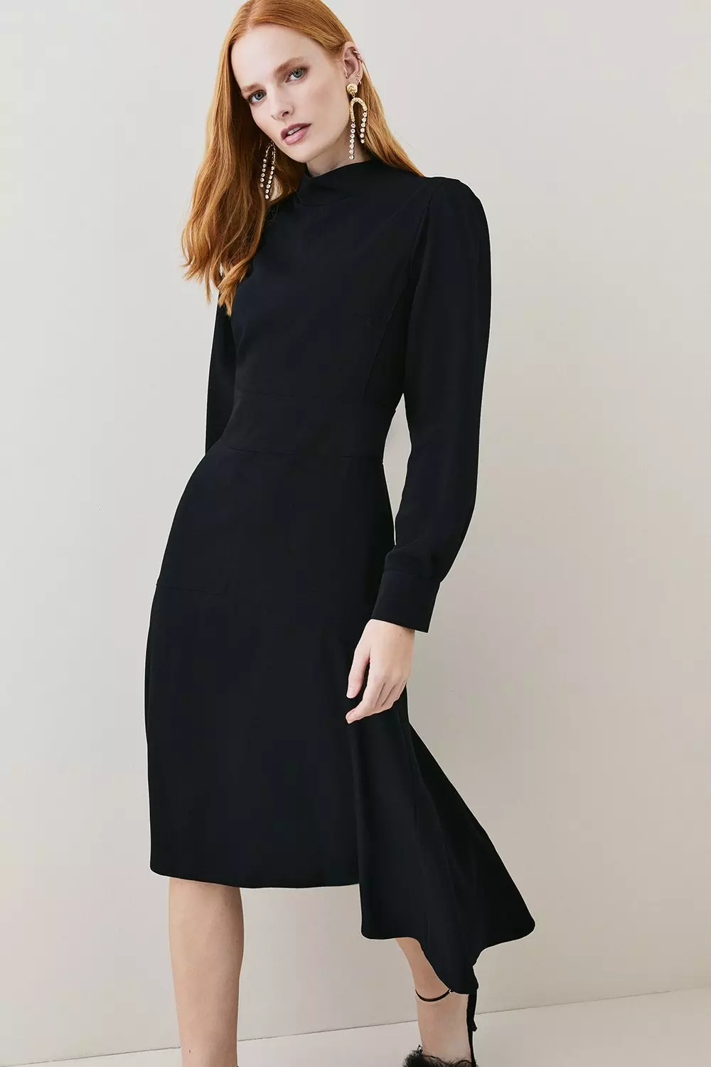 Long sleeve black 2025 high low dress