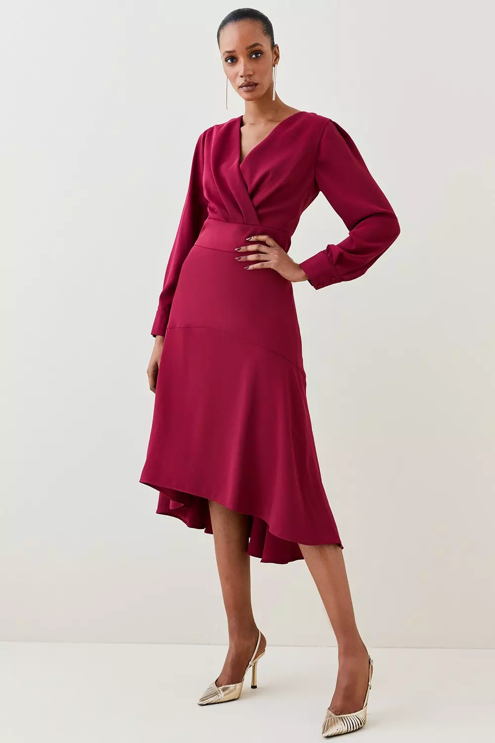 High low 2025 midi wrap dress