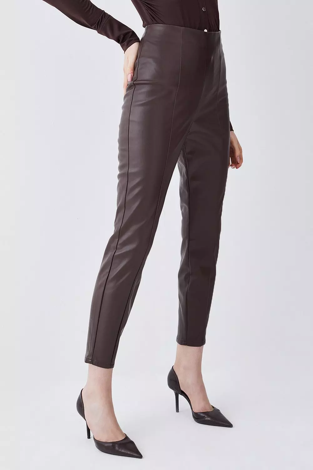 High Waisted All Over Pu Leggings | Karen Millen