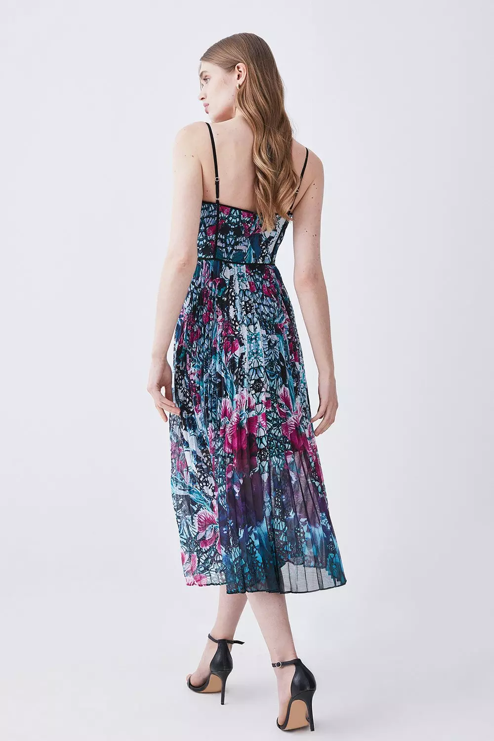 Marble Jacquard Strappy Corset Midi Dress | Karen Millen