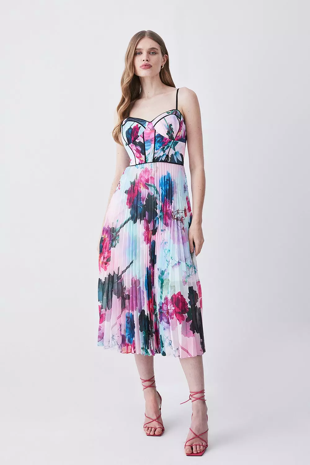 Karen millen shop pleated floral dress