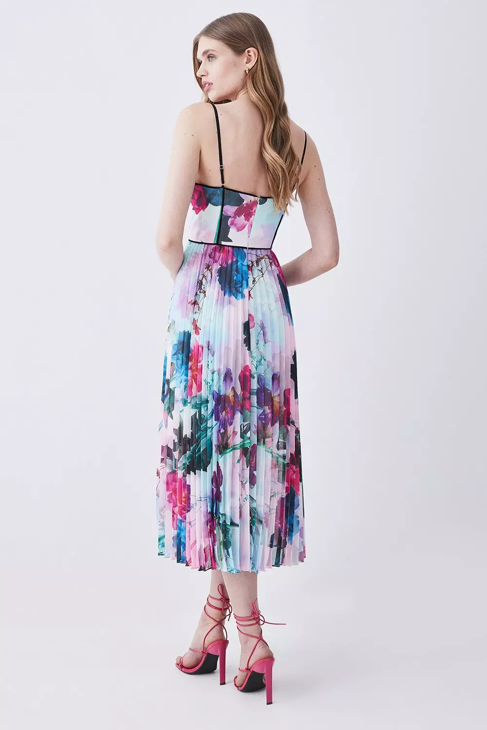 Little mistress floral pleated midi clearance dress