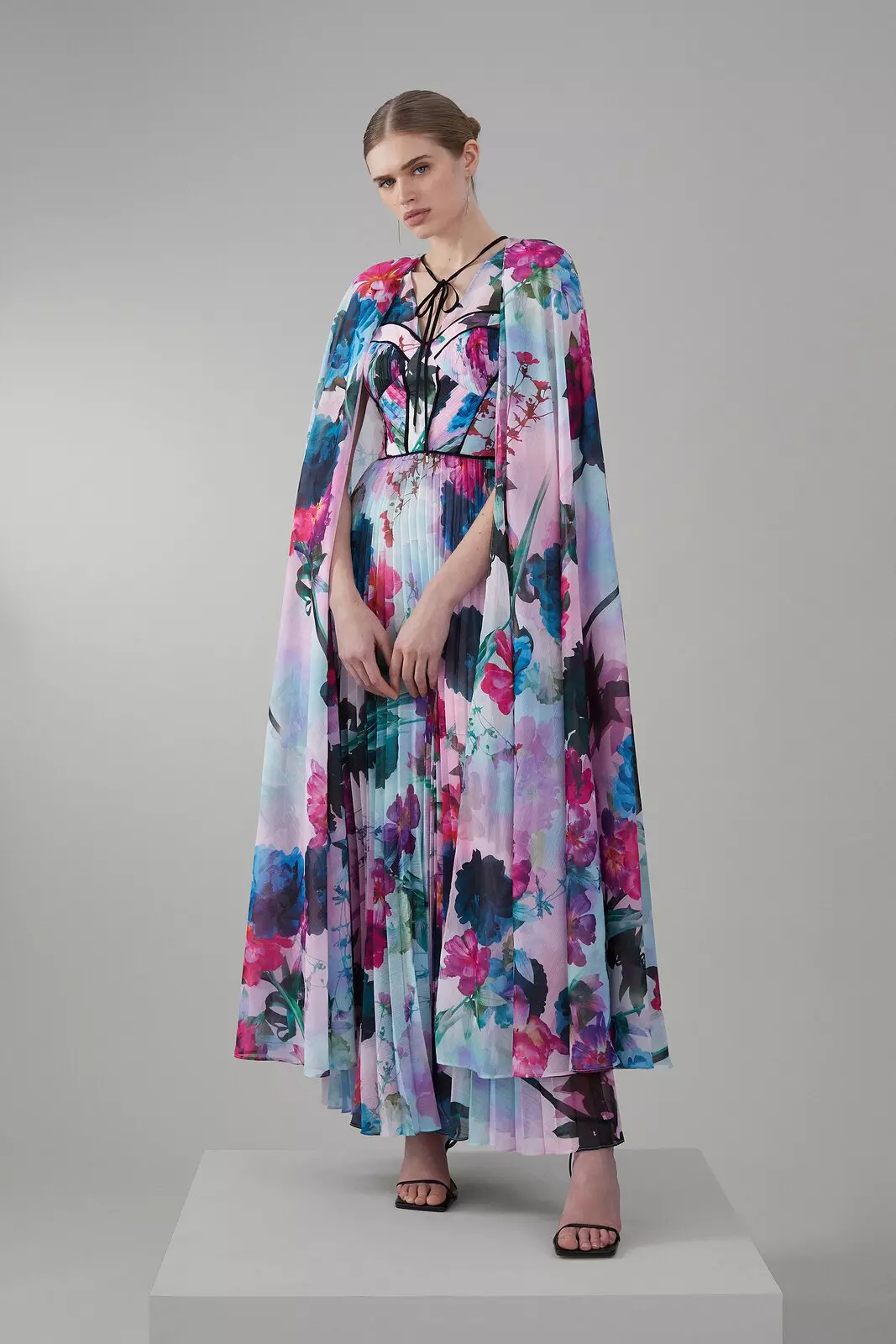 Maxi dress on sale with floral cape