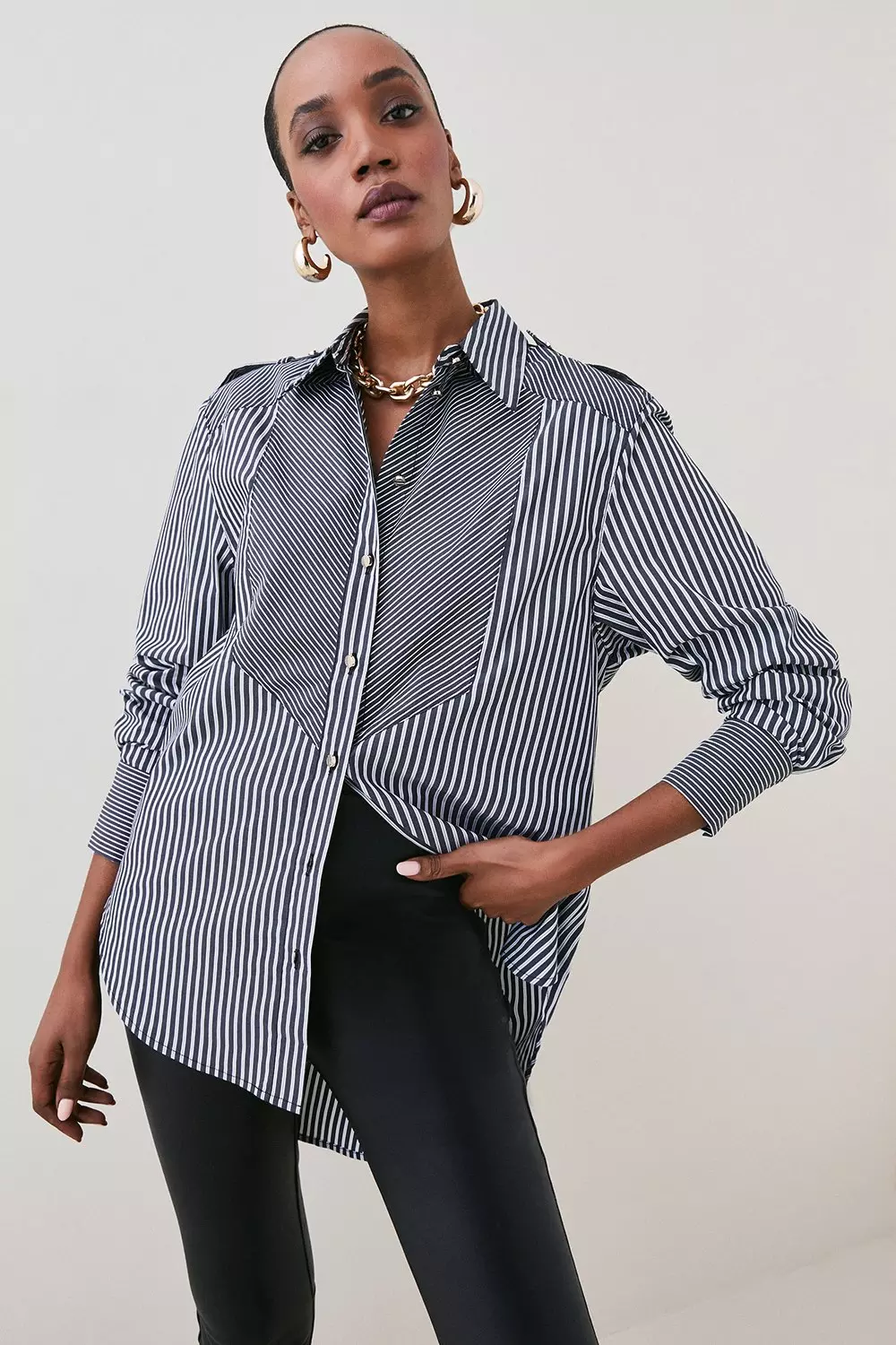 LTS Tall Women's Pink Cotton Stripe Shirt