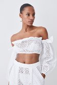 White Beach Woven Off The Shoulder Eyelet Top