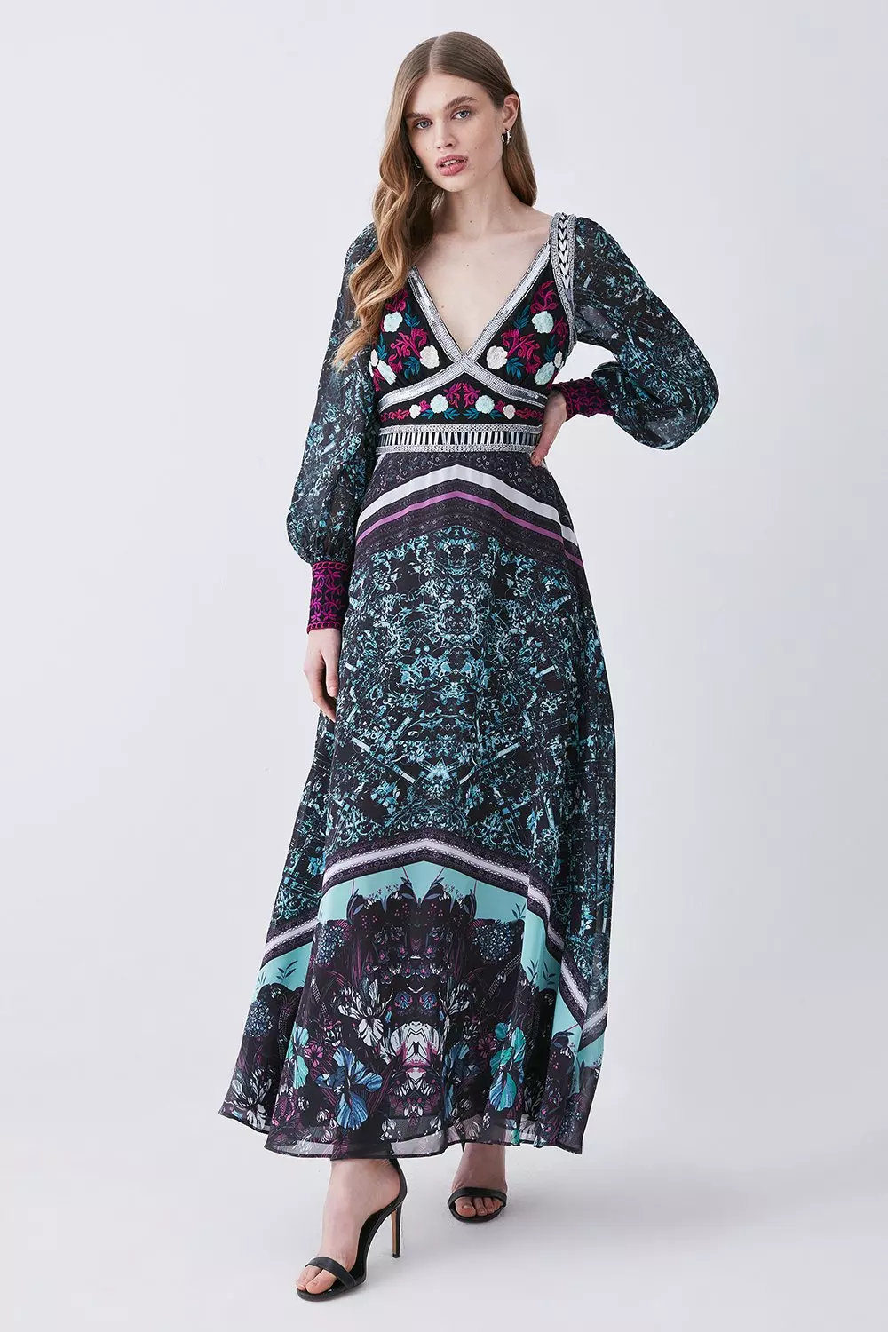 Karen millen outlet embroidered midi dress