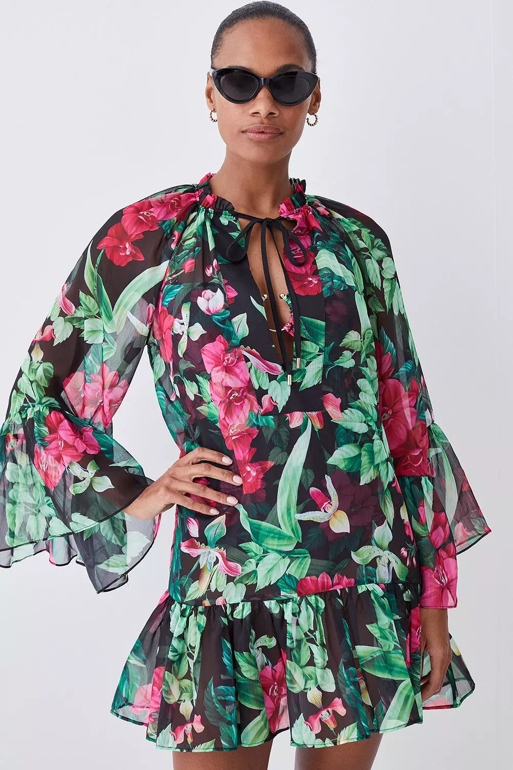 Karen millen tropical outlet print dress