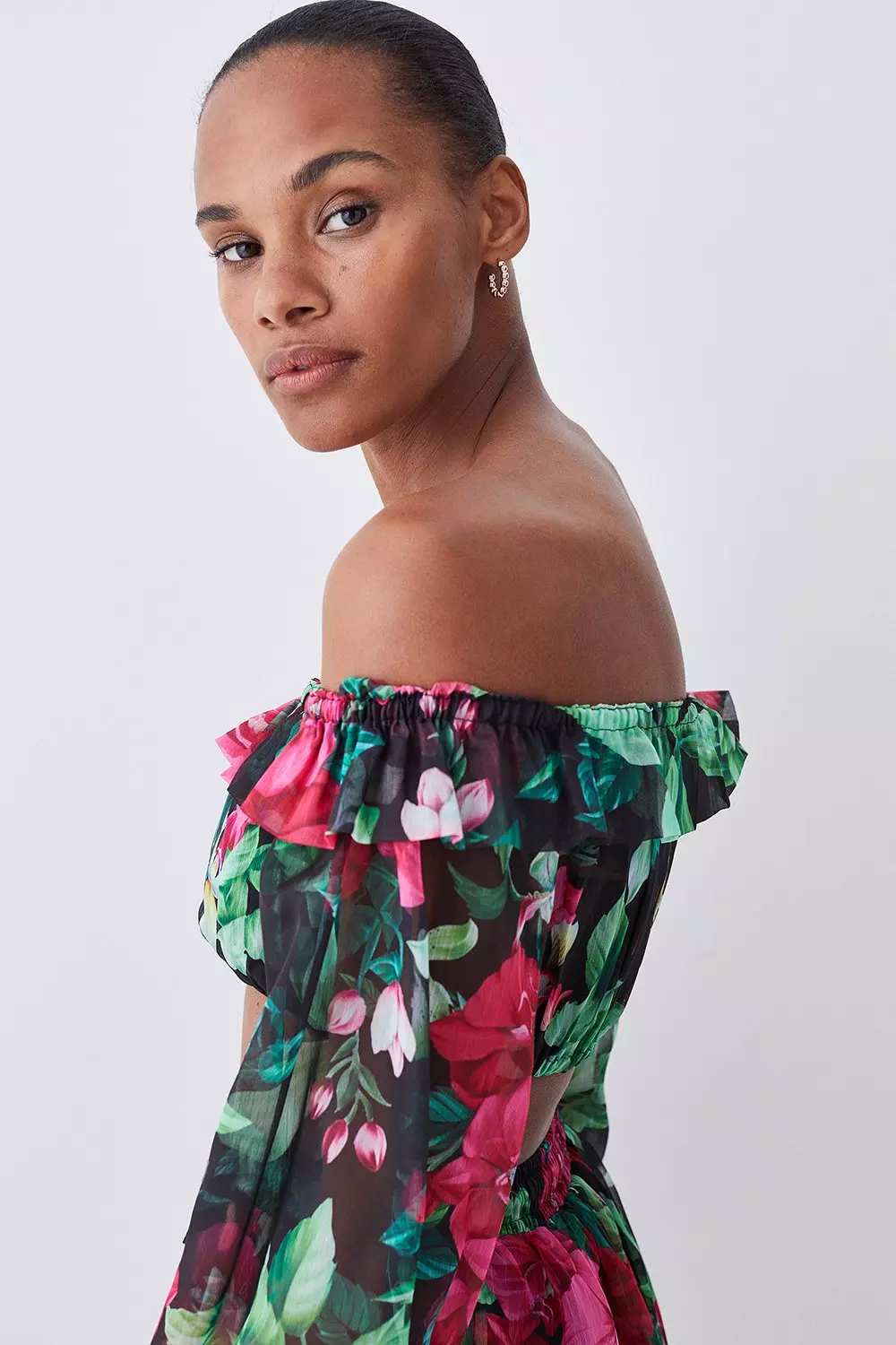 Tropical bardot outlet dress