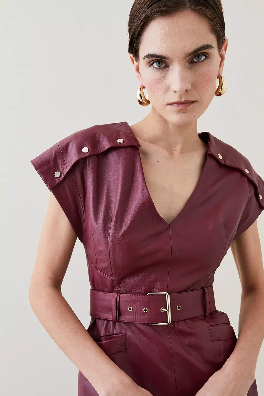 Karen millen leather on sale belt pencil dress