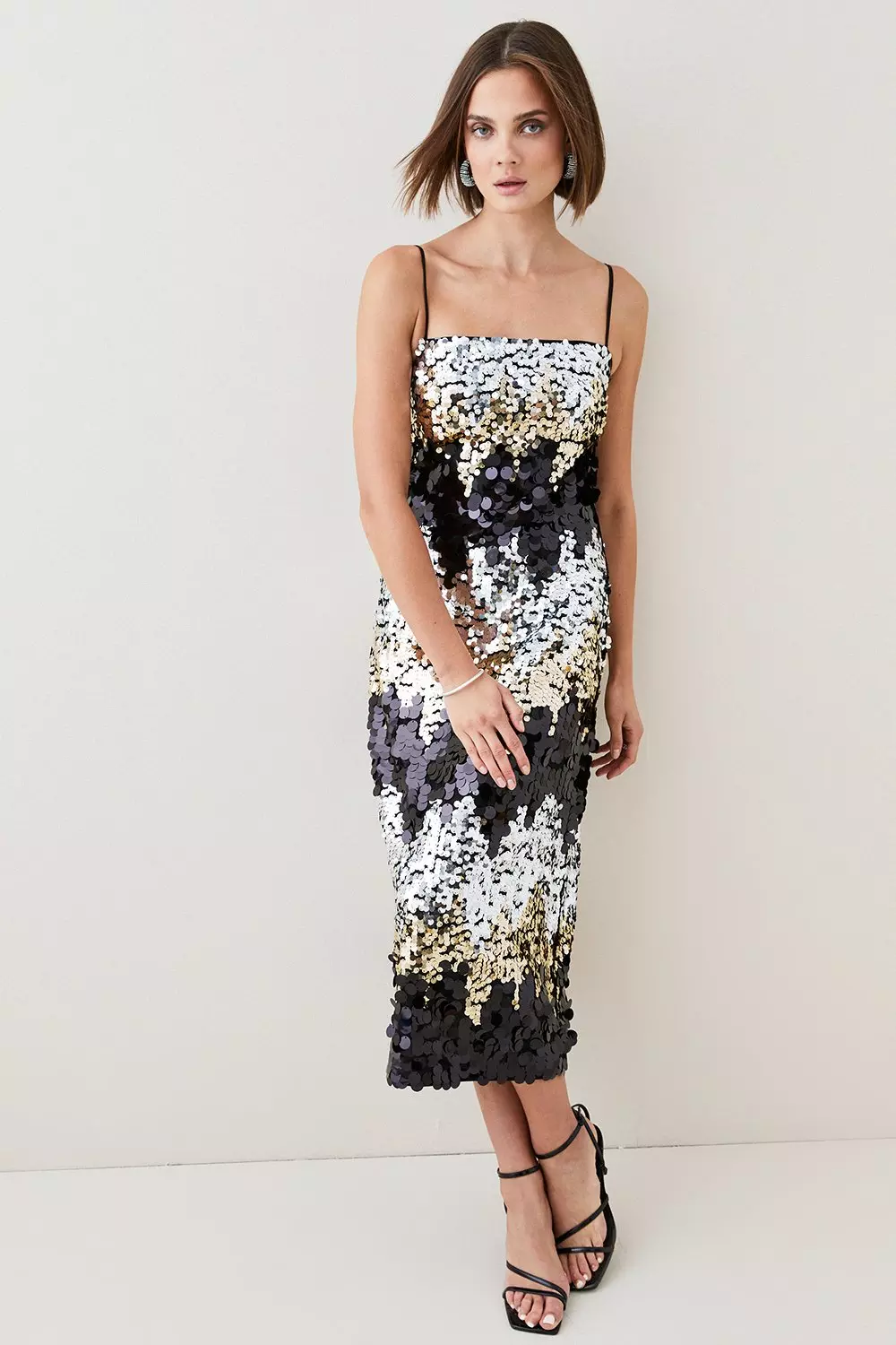 White midi outlet sequin dress