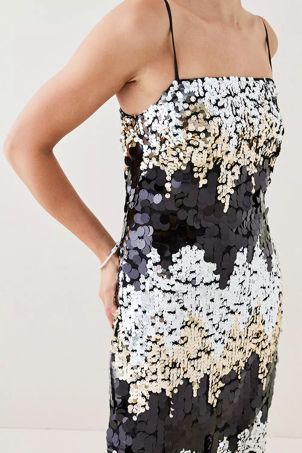 Black and 2024 white sequin dress