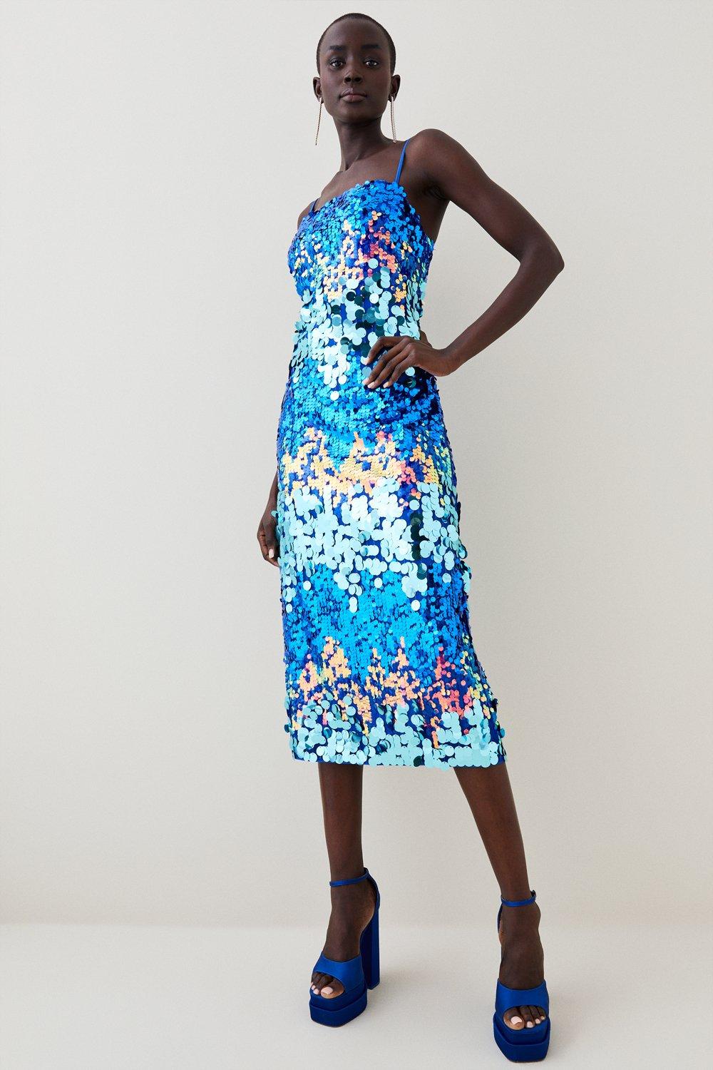 Karen millen on sale blue sequin dress