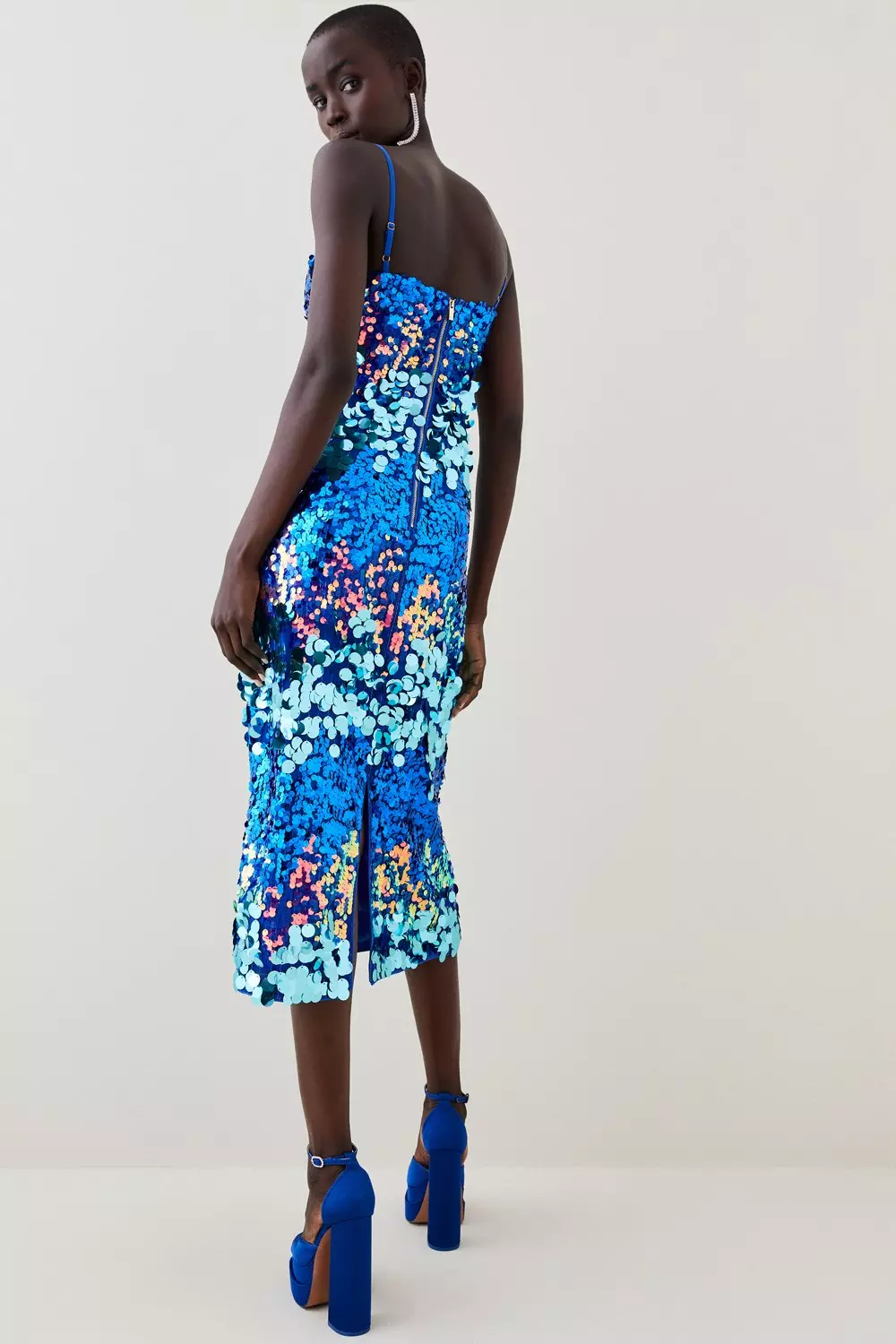 Fringe Sequin Bandeau Midi Dress | Karen Millen