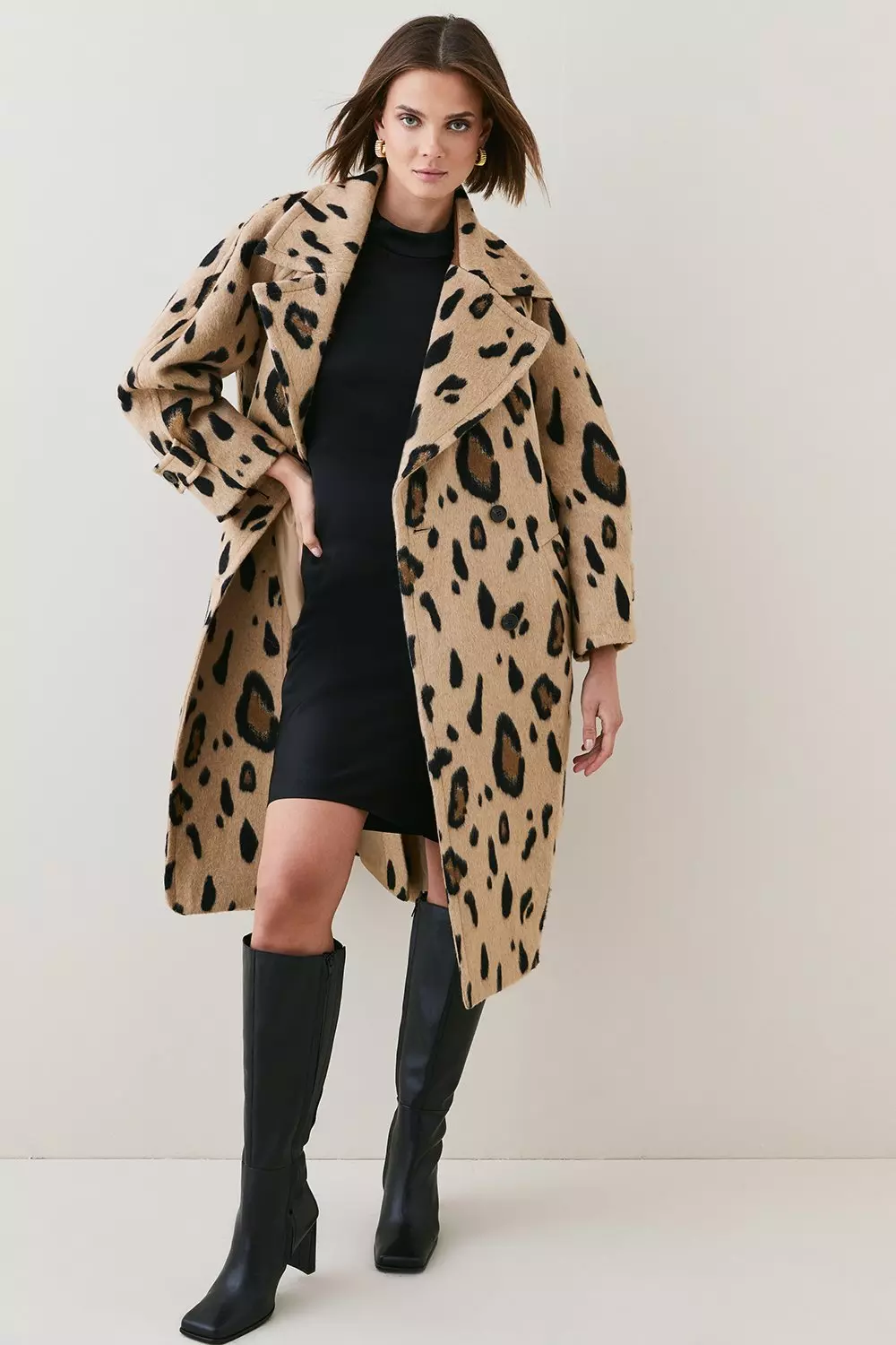 Karen millen faux on sale fur leopard coat