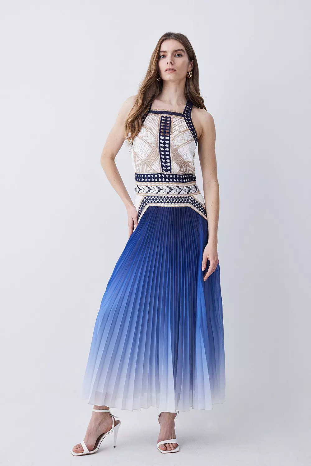 Karen millen blue outlet pleated dress