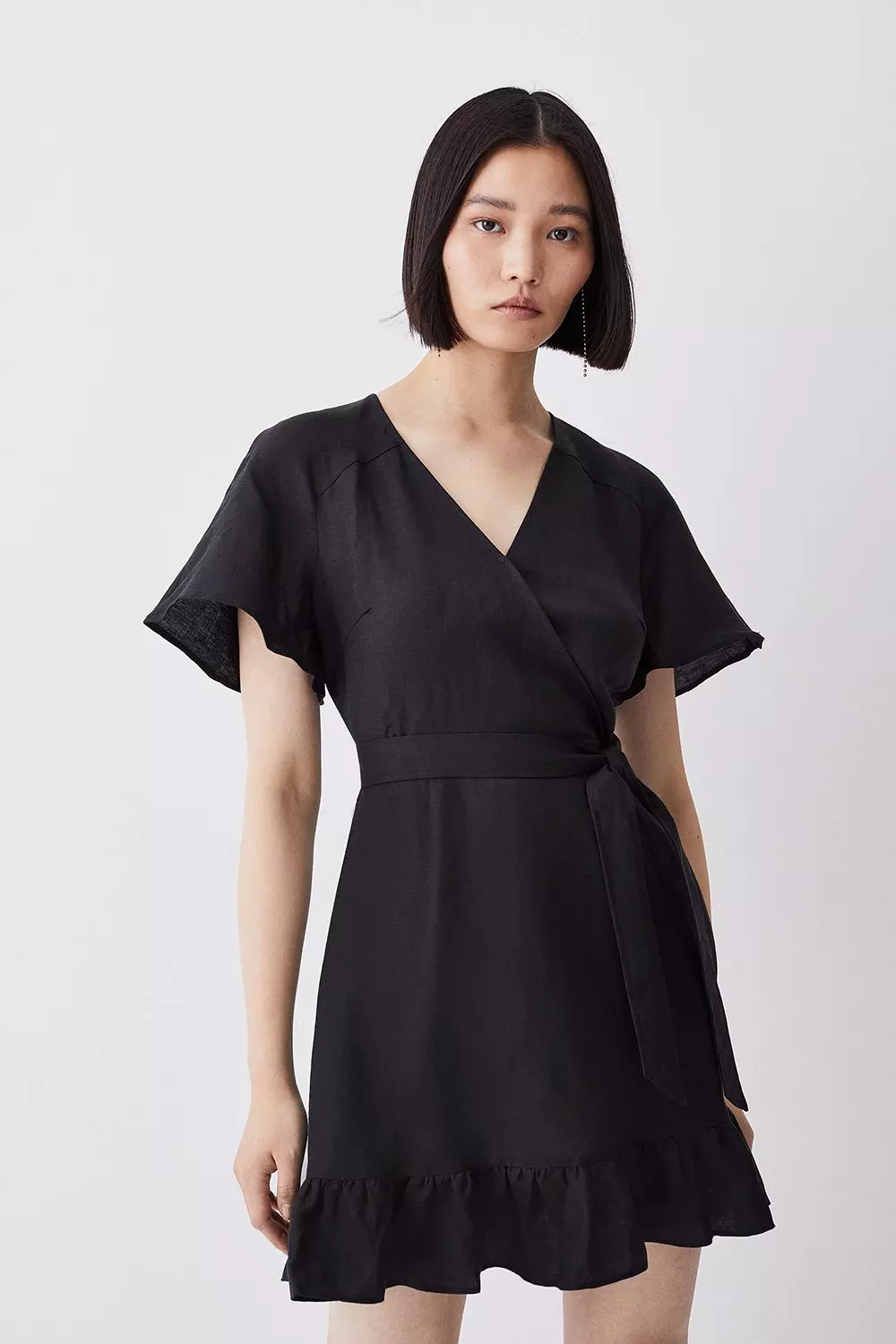 Karen millen fit outlet and flare ruffle dress