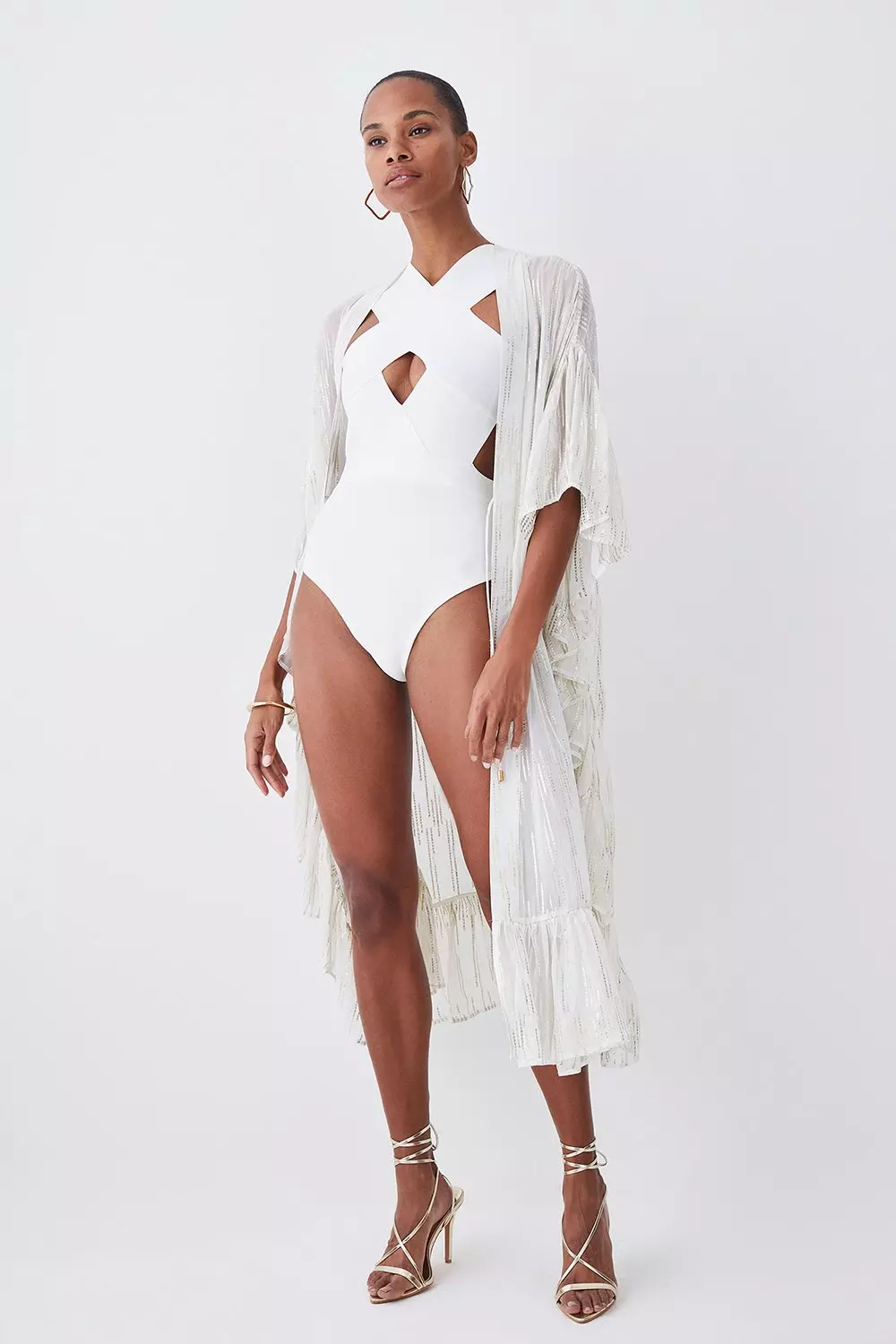 White maxi beach outlet kimono