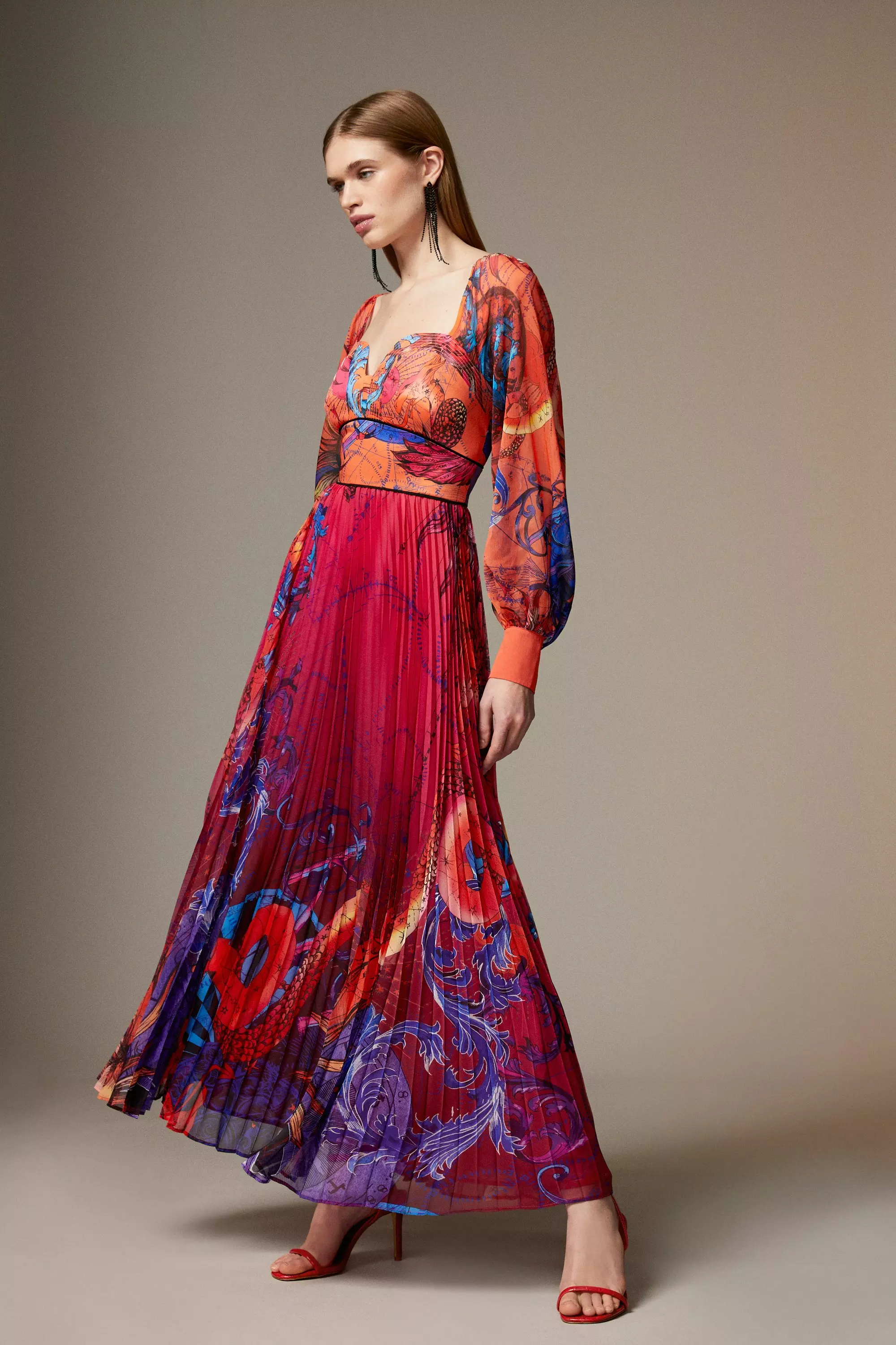 British Museum Celestial Pleat Maxi Dress | Karen Millen