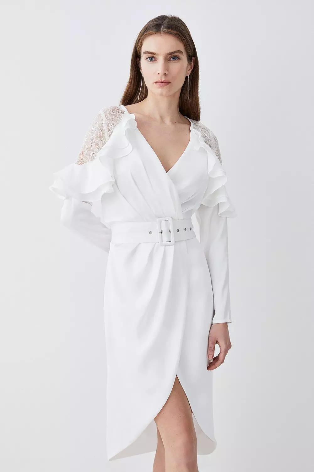 Midi dress outlet with ruffle sleeves