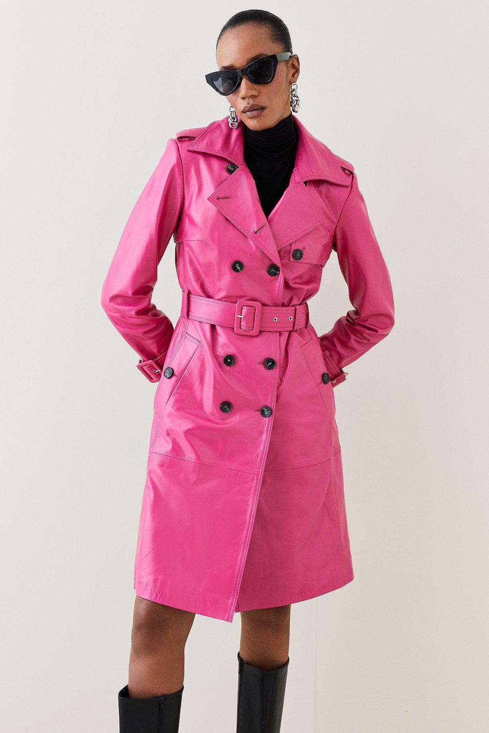 PINK COTTON AND BEIGE LEATHER TRENCH COAT