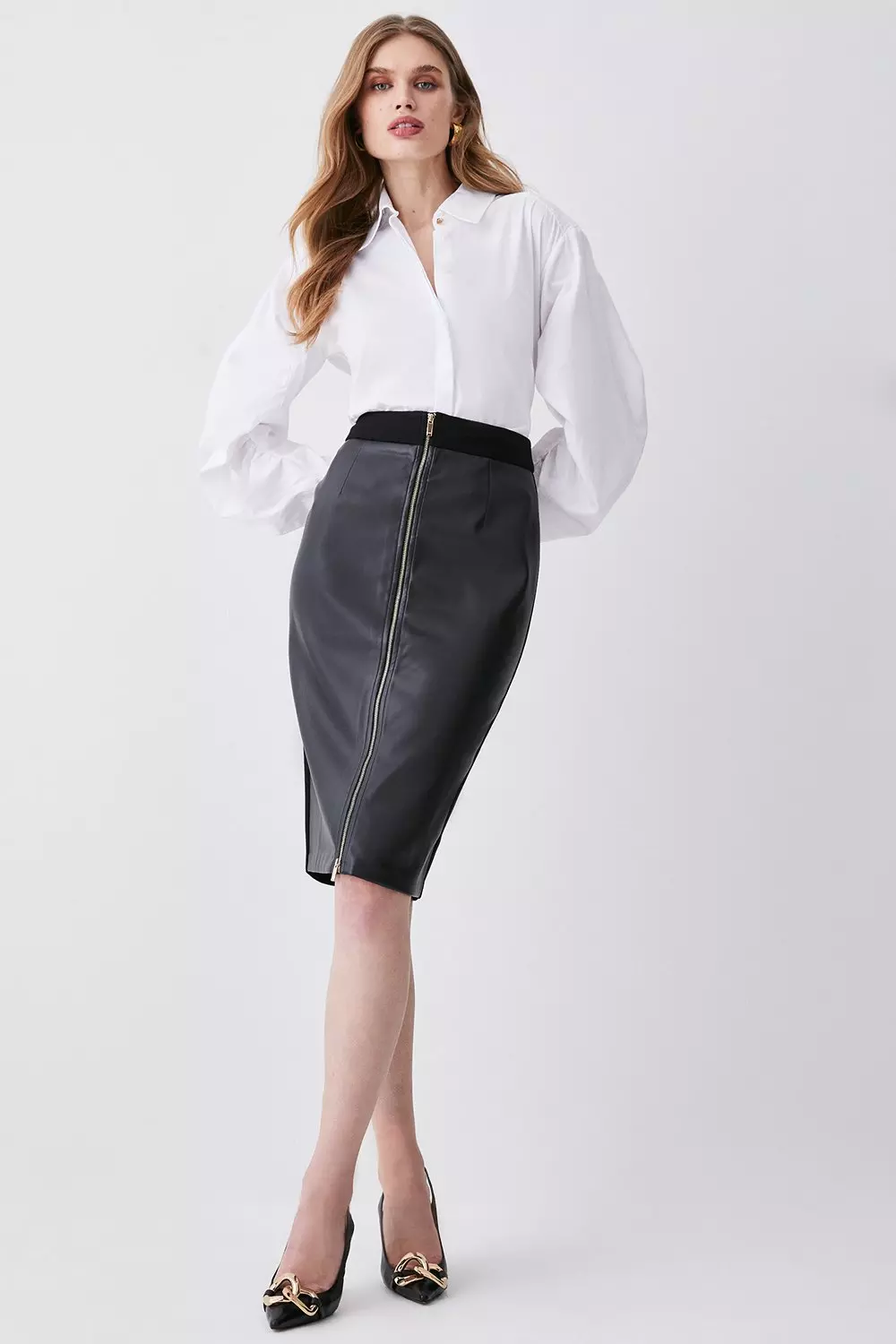 Karen millen high waisted hotsell leather skirt