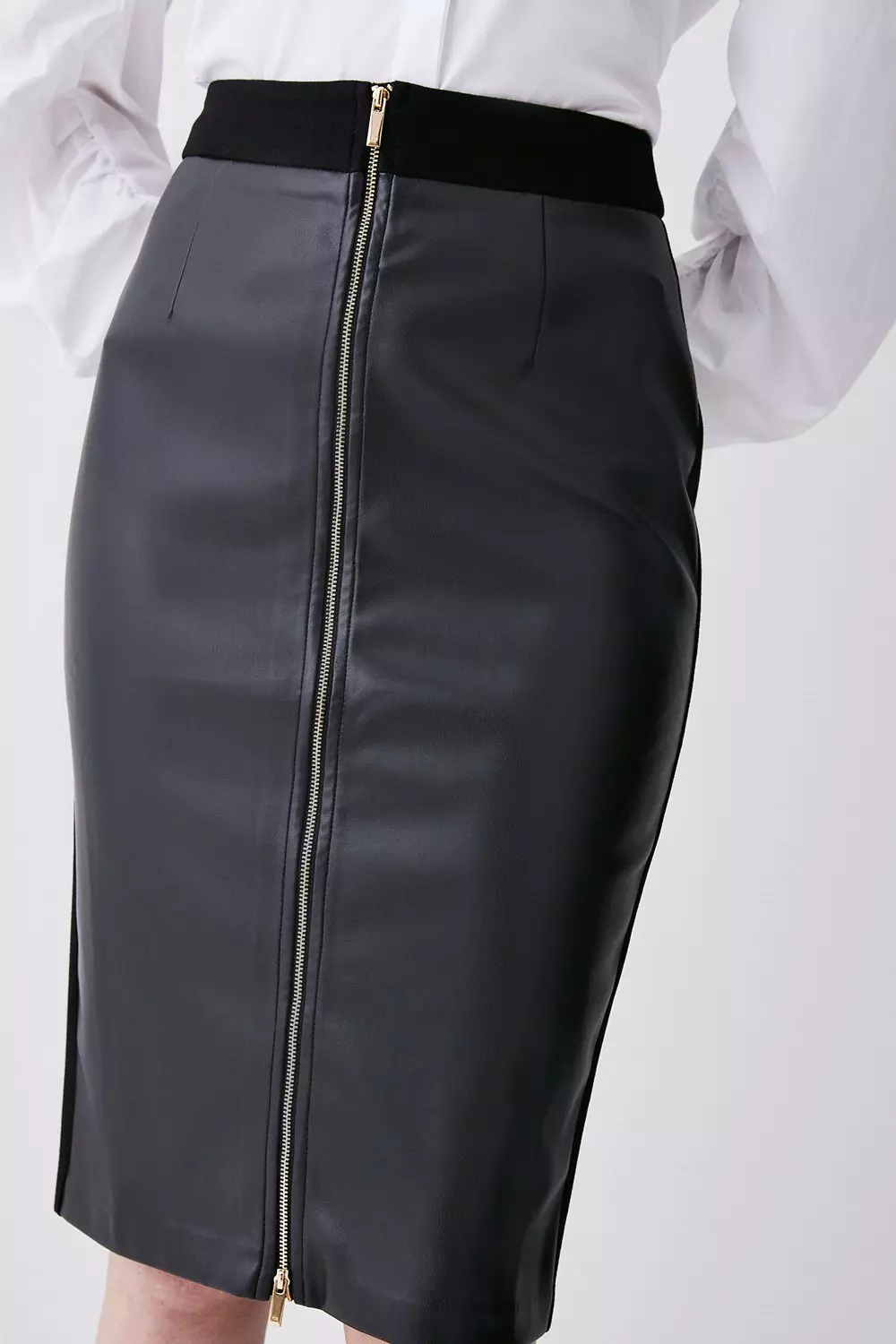 High waisted black outlet skirt with zipper