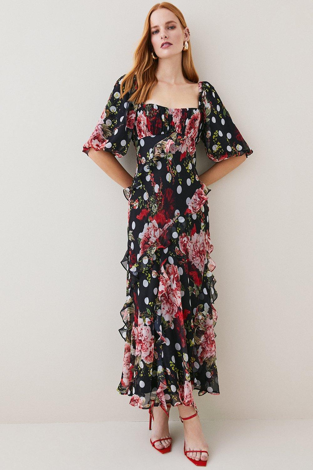 Karen millen store ruffled floral dress