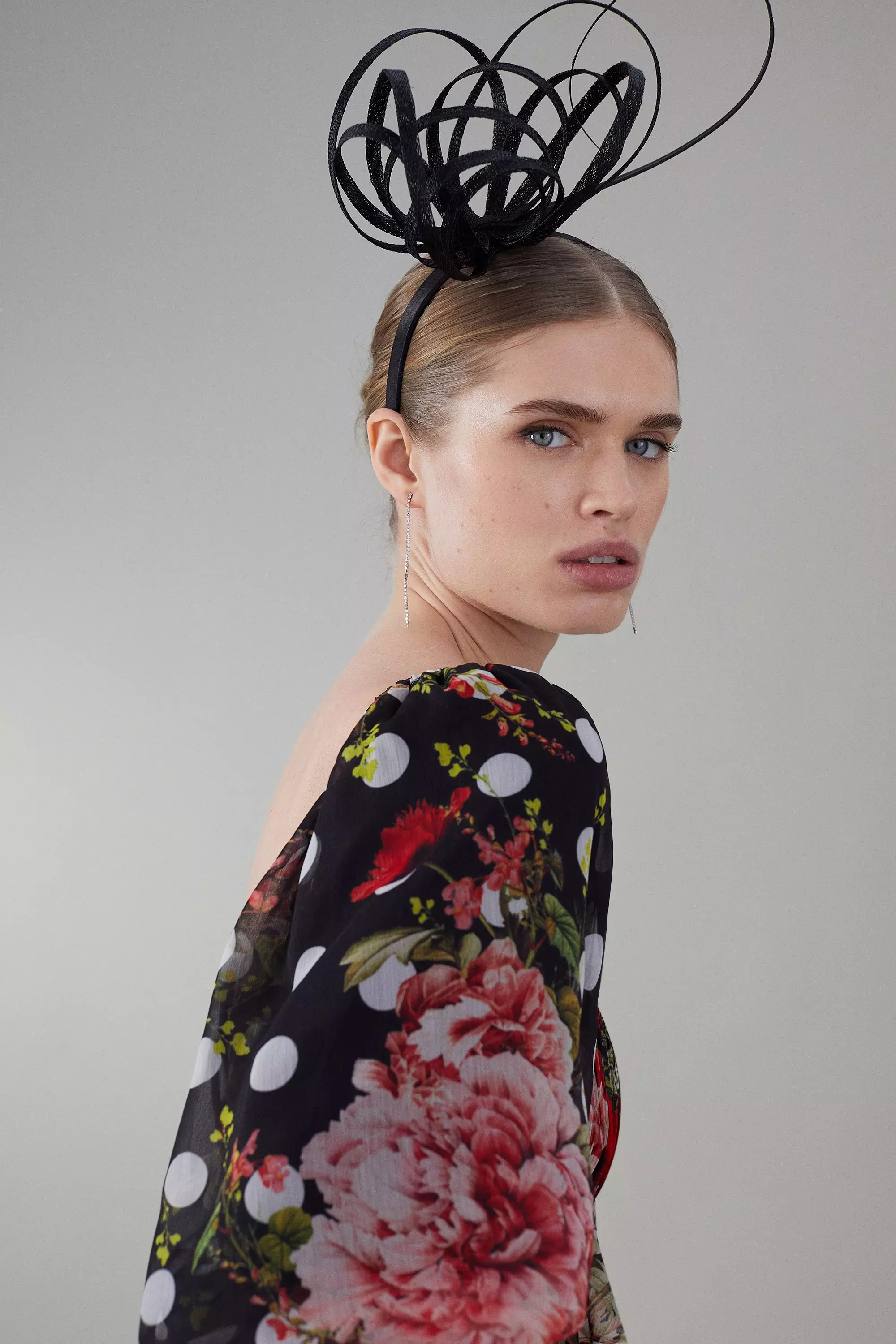 Spot Floral Chiffon Square Neck Ruffle Maxi Dress | Karen Millen