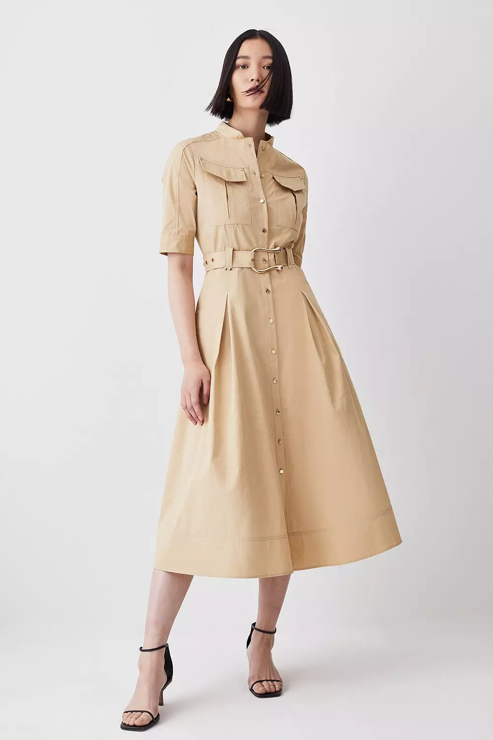 Midi shirt on sale dress short sleeve