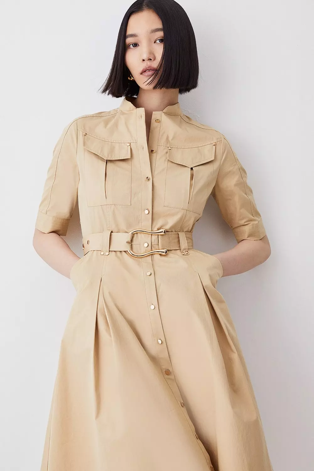 Cotton shirt dress store with sleeves