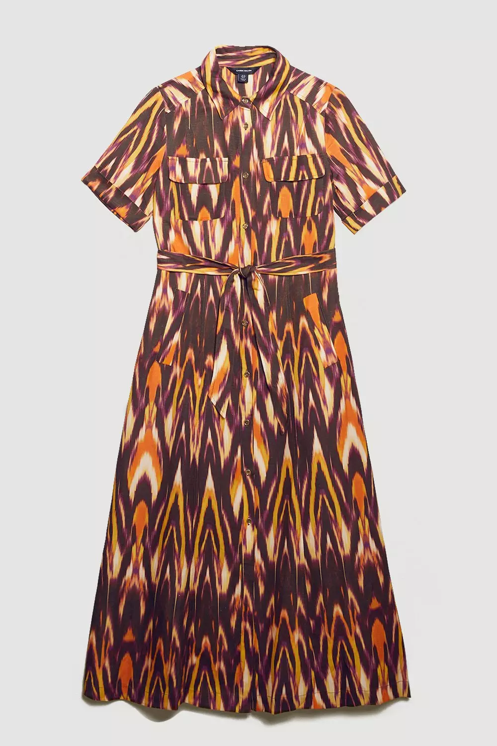 Warehouse feather print midi shirt dress sale