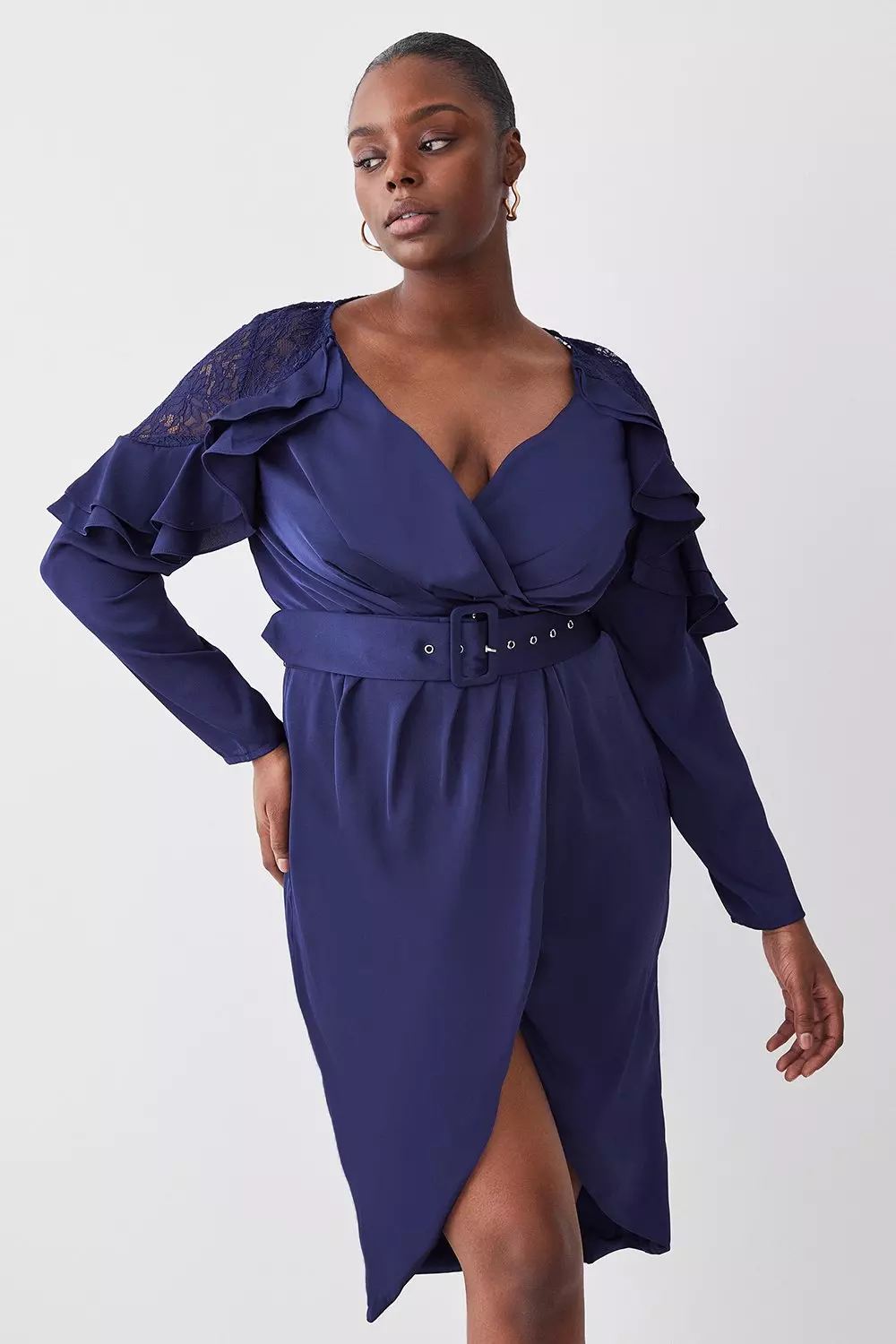 Plus size satin 2024 dresses with sleeves