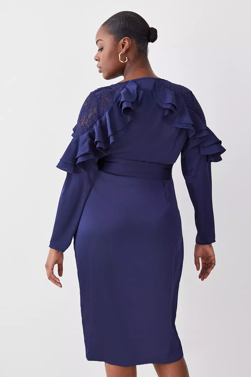 Plus size ruffle sleeve 2024 dress