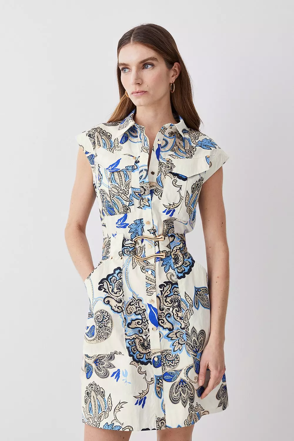 Warehouse floral 2025 mini shirt dress