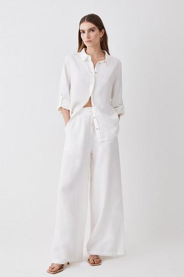 White Linen Trousers | Karen Millen UK