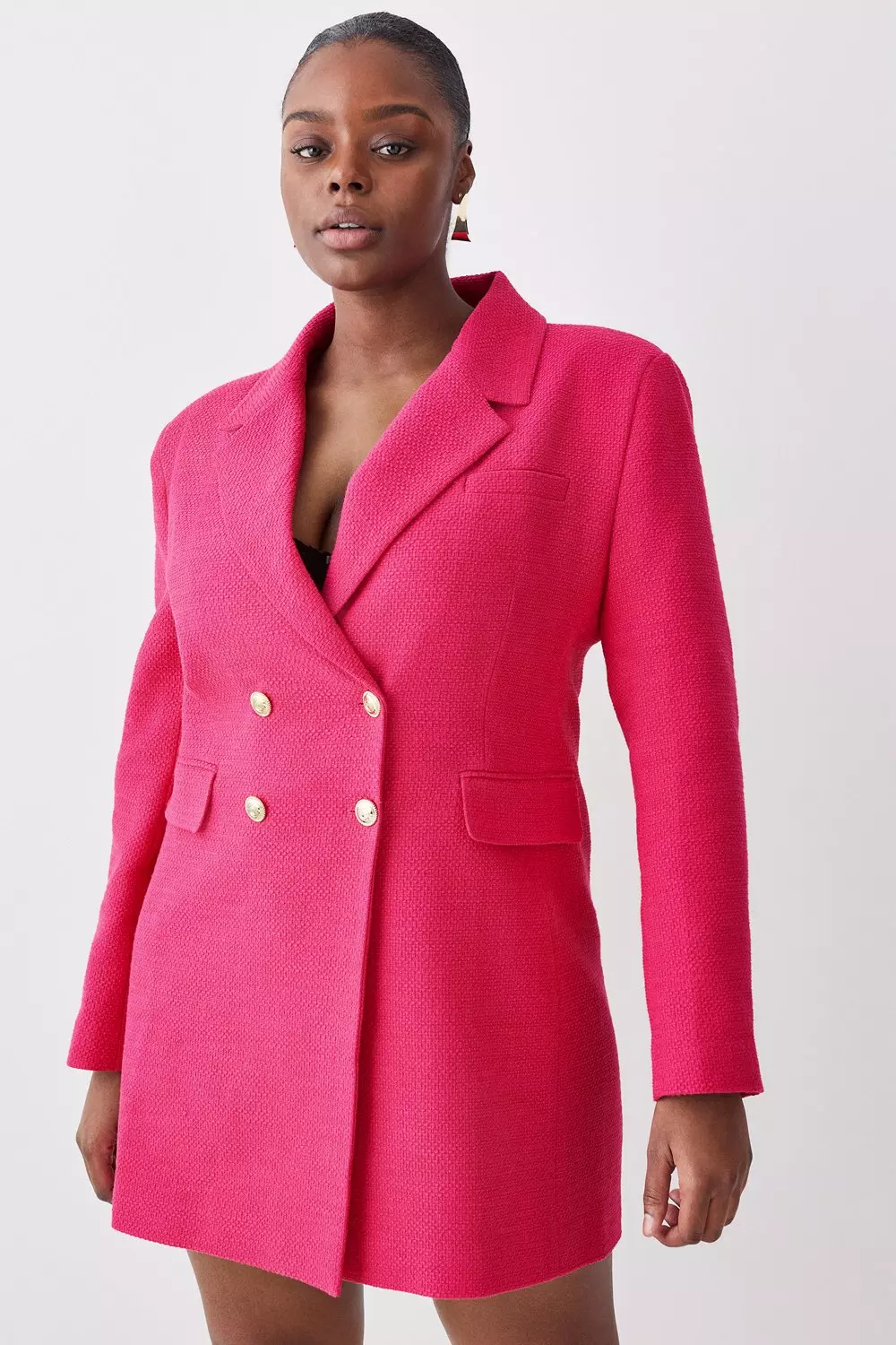 Shop Ladies Plus size long Jacket with Belt Red at Woollen Wear