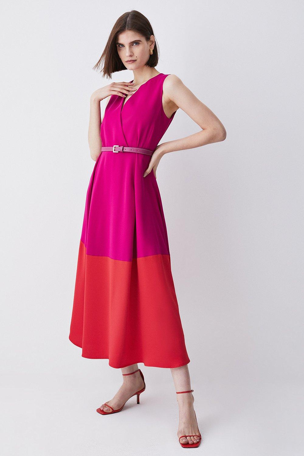 Colour block midi sales dress