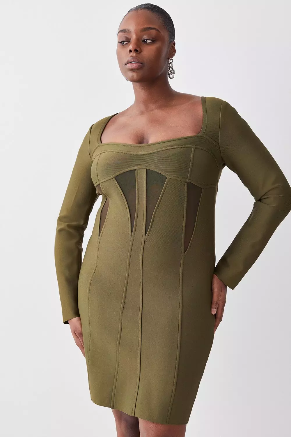 Olive green 2024 bandage dress