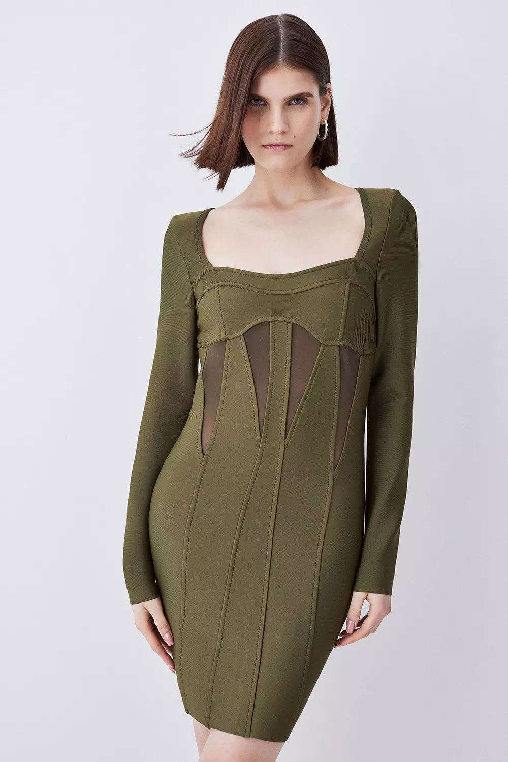 Mesh Cut Out Bandage Knit Mini Dress Karen Millen