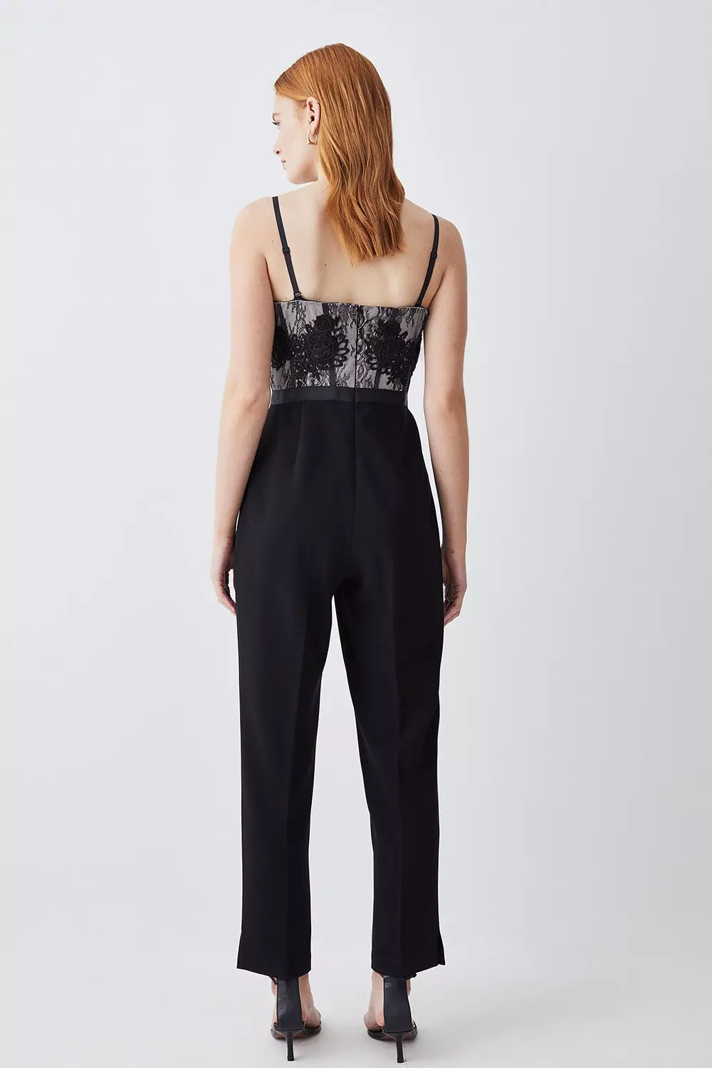 Petite Compact Viscose Stretch Drape Tailored Jumpsuit