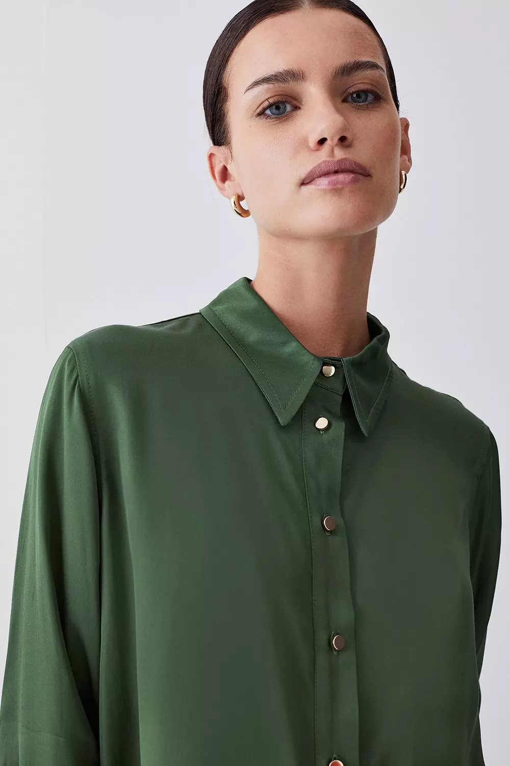 Tall Viscose Satin Woven Boyfriend Shirt Karen Millen