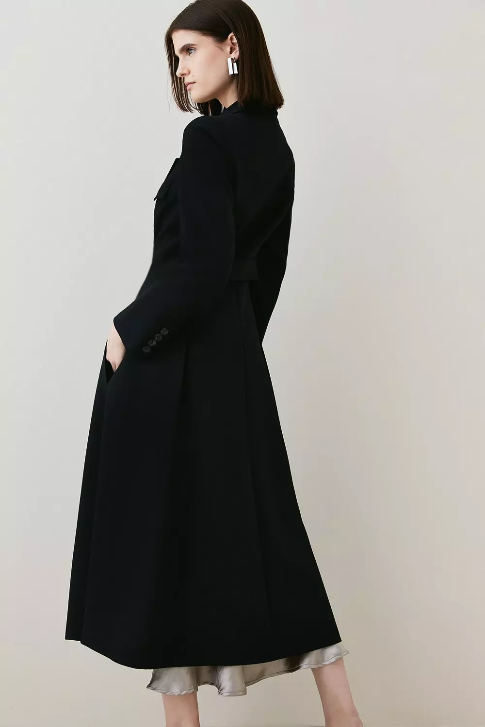 Compact Stretch Longline Evening Coat Karen Millen