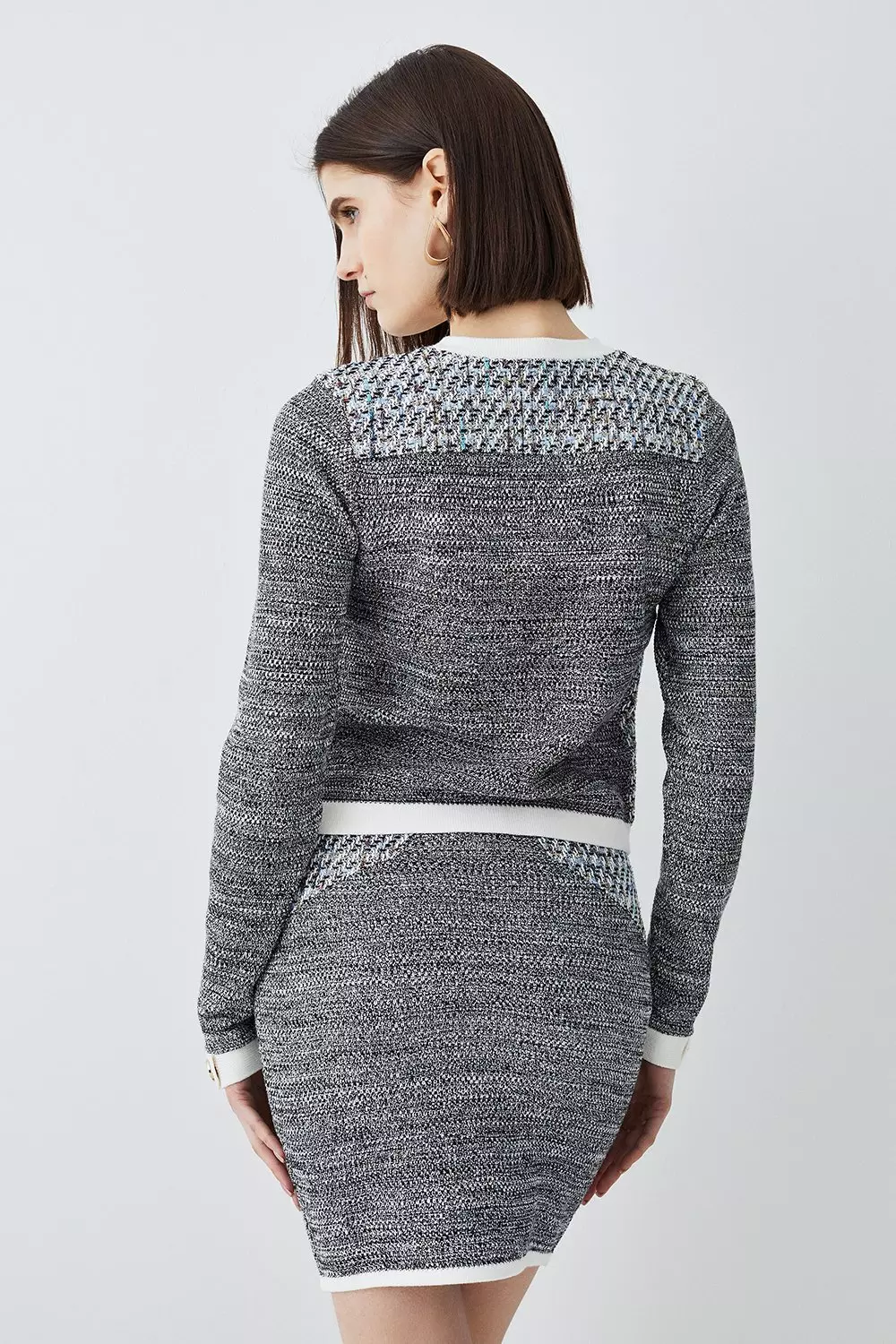 Cut And Sew Tweed Panel Mini Skirt | Karen Millen