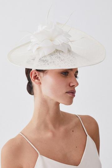 Feather & Quill Disc Fascinator ivory