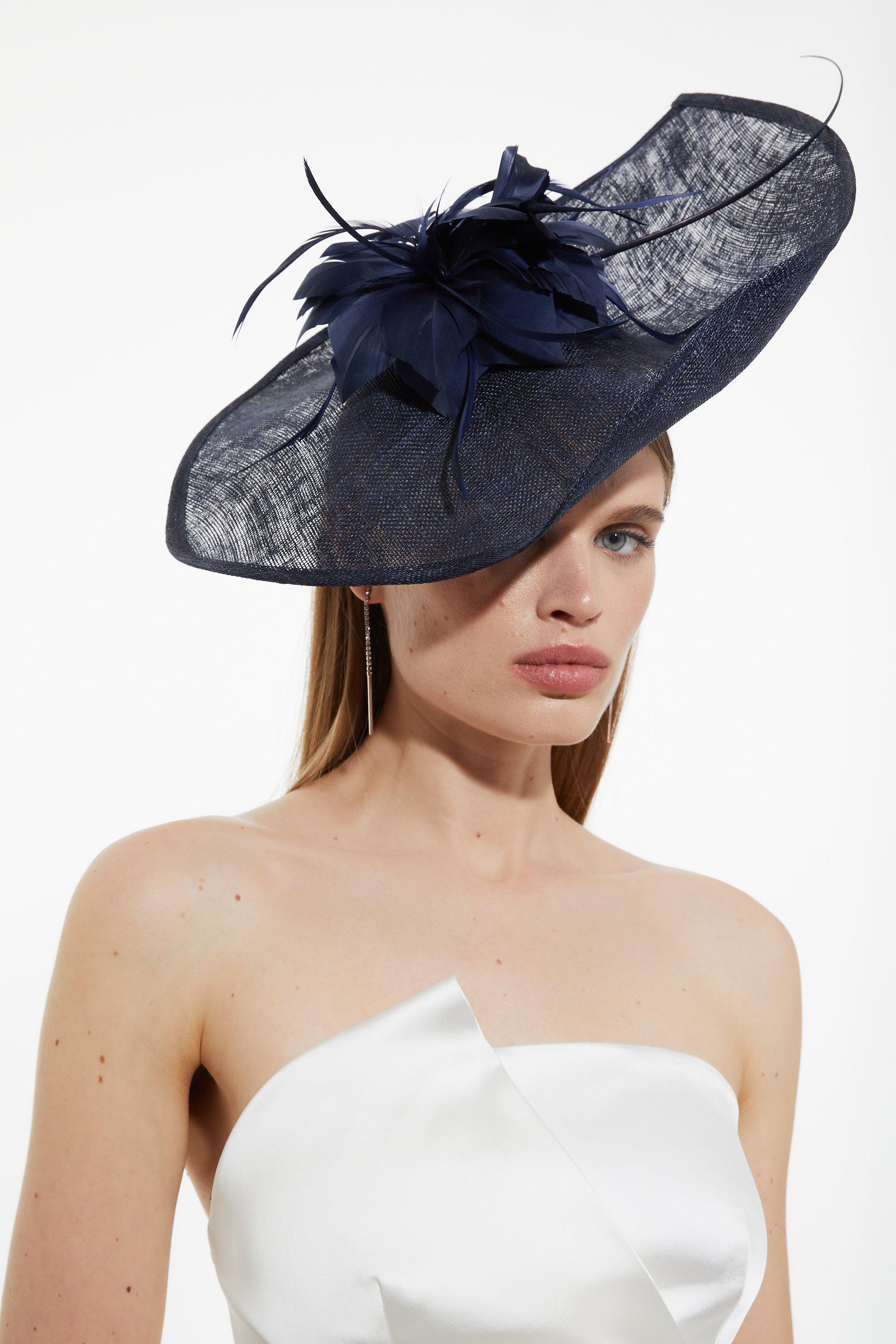 Feather & Quill Disc Fascinator - Navy