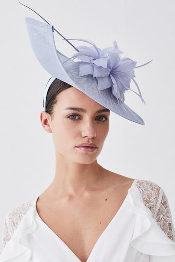 Feather & Quill Disc Fascinator pale blue