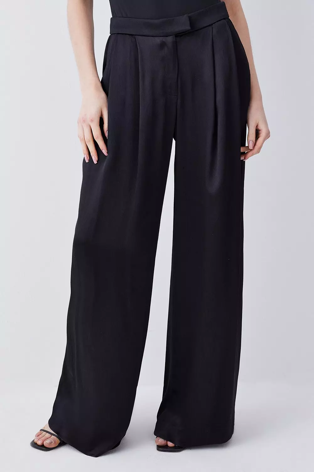 Satin Back Crepe Wide Leg Pants | Karen Millen