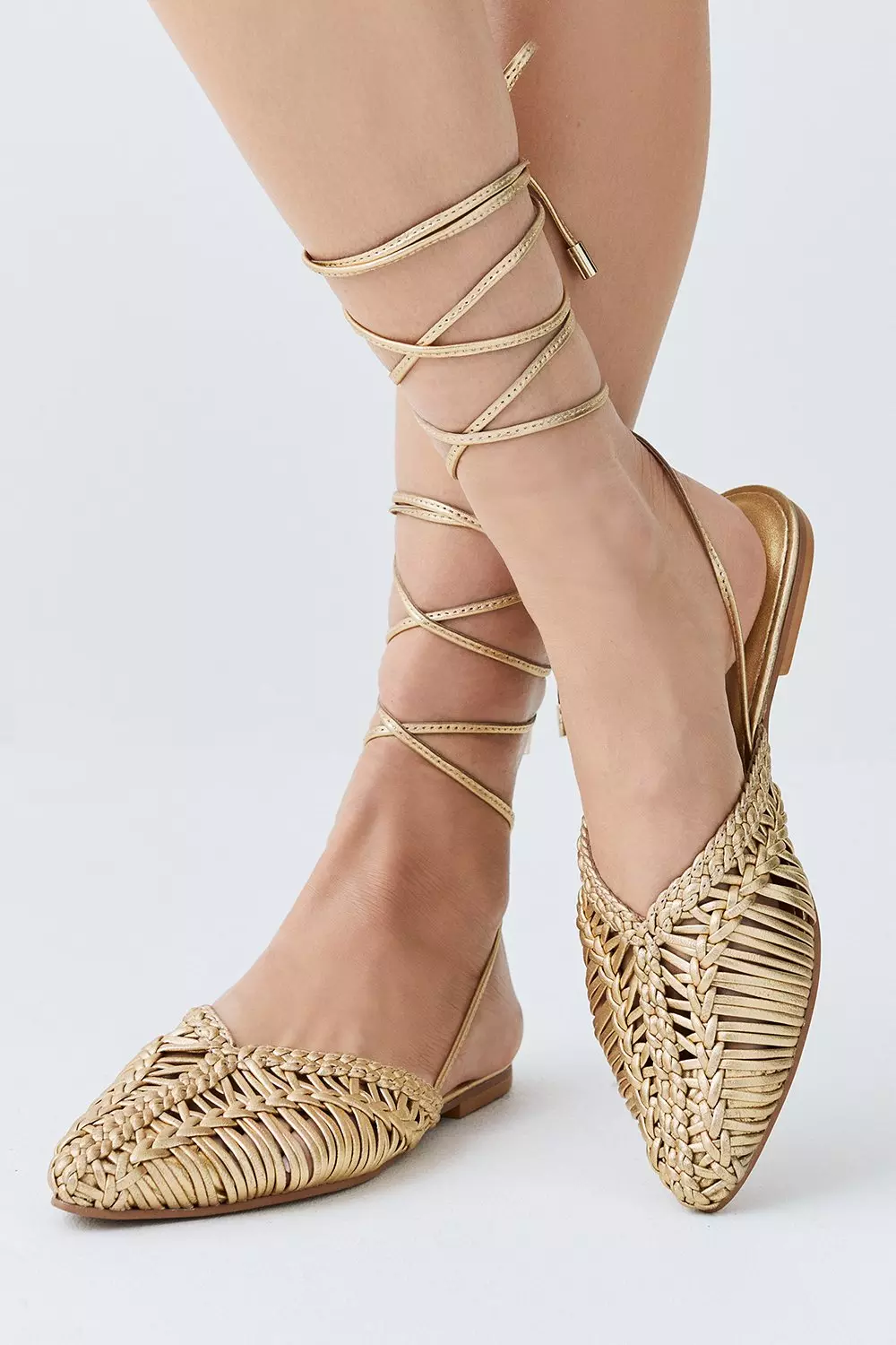 Gold lace hot sale flats